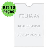 Quadro De Aviso A4 Display De Parede Acrílico Ps Kit 10 Pçs