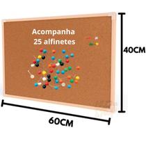 Quadro De Aviso Cortiça Madeira Stalo 60x40cm +25 Alfinetes