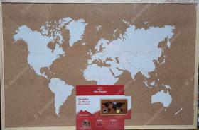 Quadro De Aviso Cortiça Mapa Mundi Decoração Para Parede - Rocie