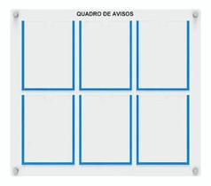 Quadro De Aviso E Gestão 6 Displays A4 De Acrílico Azul