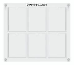 Quadro De Aviso E Gestão 6 Displays A4 De Acrílico Branco - Nt Comunicação Visual