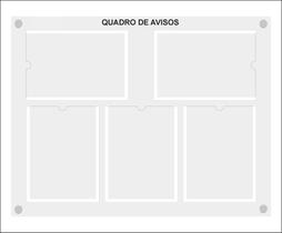 Quadro De Aviso E Gestão Com 5 Displays A4 Acrílico 1 Branco