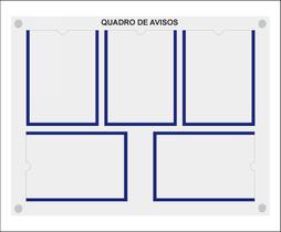 Quadro De Aviso E Gestão Com 5 Displays A4 Acrílico 2 Azul