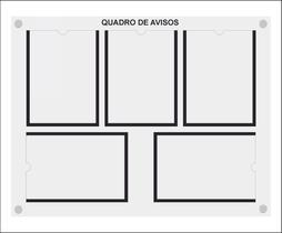 Quadro De Aviso E Gestão Com 5 Displays A4 Acrílico 2 Preto