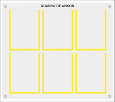 Quadro De Aviso E Gestão Com 6 Displays A4 Acrílico Amarelo - Nt Comunicação Visual