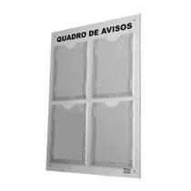 Quadro De Aviso E Gestão Em Acm C/4 Displays A4 Transparente