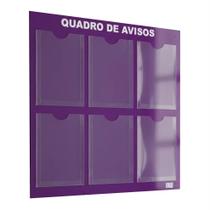 Quadro De Aviso Gestão Á Vista 6 Displays A4 ACM Roxo