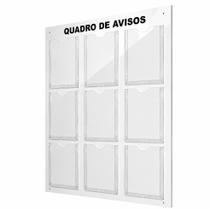 Quadro De Aviso Gestão A Vista 9 Displays A4 Em Acm Branco