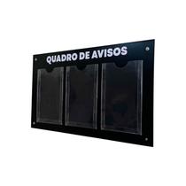 Quadro De Aviso Gestão C/ 3 Displays Acrílico A4 ACM Preto
