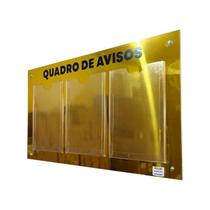 Quadro de Aviso, Gestão, Informativo 3 Displays A4 em Acrílico e ACM Dourado Espelhado Organização Moderna e Durabilidade Superior. Versátil. Mural Quadro de Aviso, Gestão, Informativo 3 Displays A4 em Acrílico e ACM Dourado Espelhado Organização Moderna e Durabilidade Superior. Versátil. Mural