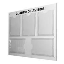 Quadro de Aviso, Gestão, Informativo Premium 5 Displays A4 em Acrílico e ACM Branco Organização Moderna e Durabilidade Superior. Versátil.