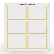 Quadro De Aviso Mdf Com 6 Displays Horizontais A4 Acrílico