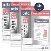 Quadro de Aviso para Condomínios Portarias Hospitais Hoteis Lojas Vertical Horizontal Multiuso A4 Dello Kit 3un Adesivo