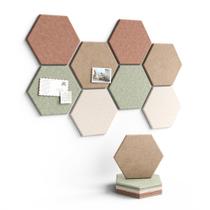 Quadro de avisos de feltro Fluxynara Hexagon, pacote com 8 acessórios Quadro de avisos de feltro Fluxynara Hexagon, pacote com 8 acessórios