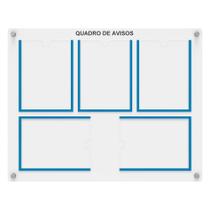 Quadro De Avisos e Gestão Mdf Com 5 Displays Transparentes A4