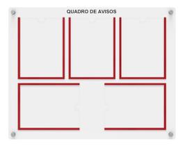 Quadro De Avisos e Gestão Mdf Com 5 Displays Transparentes A4