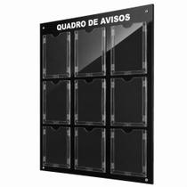 Quadro De Avisos Gestão A Vista 9 Displays A4 Em Acm Preto