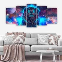 Quadro de decorativo mosaico leão universo