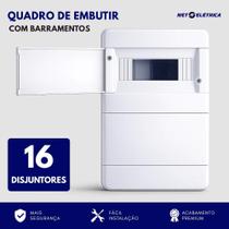 Quadro de distribuição elétrica para 16 disjuntores com barramentos embutir Quadro de distribuição elétrica para 16 disjuntores com barramentos embutir