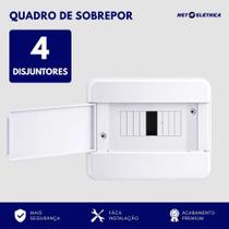 Quadro de distribuição energia elétrica para 4 Disjuntores Din Branco Sobrepor Quadro de distribuição energia elétrica para 4 Disjuntores Din Branco Sobrepor