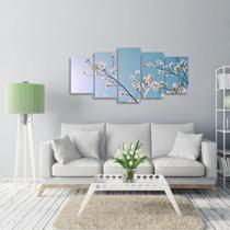 Quadro de Flores Mosaico 5 Peças decorativo Quarto Corredor