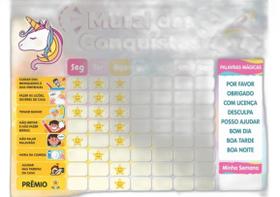 Quadro De Incentivo Rotina De Parede - Unicórnio Estrelas