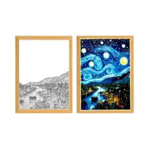 Quadro De Luz LED Céu Estrelado Luminária De Lua Arte De Parede Para Decoração De Quarto Presente