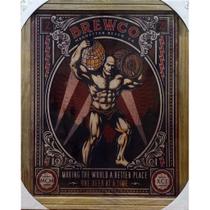 Quadro de Madeira com Moldura de Madeira Brewco Manhattan Beach Making the World a Better Place One Beer at a Time