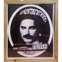 Quadro de Madeira com Moldura de Madeira God Save the Queen/Música/Freddie Mercury