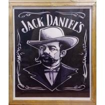 Quadro de Madeira com Moldura de Madeira Jack Daniel's/Rosto/Preto e Branco/Bebida