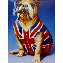 Quadro de Madeira Médio (42cmX30cm) Buldogue Inglês/Charuto/Reino Unido Quadro de Madeira Médio (42cmX30cm) Buldogue Inglês/Charuto/Reino Unido