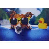 Quadro de Madeira Médio (42cmX30cm) Cachorro na Piscina com Patinho/Pet Quadro de Madeira Médio (42cmX30cm) Cachorro na Piscina com Patinho/Pet