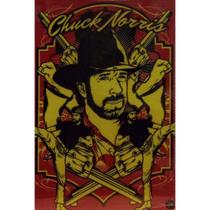 Quadro de Madeira Médio (42cmX30cm) Chuck Norris/Ícone/Cinema