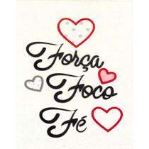 Quadro de Madeira Médio (42cmX30cm) Frase: Força Foco Fé/Corações