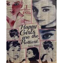 Quadro de Madeira Médio (42cmX30cm) I believe in PINK Happy Girls are the Prettiest/Audrey Hapburn Quadro de Madeira Médio (42cmX30cm) I believe in PINK Happy Girls are the Prettiest/Audrey Hapburn