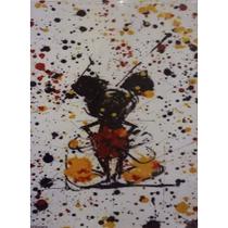 Quadro de Madeira Médio (42cmX30cm) Mickey Manchas de Tinta/Ilustração
