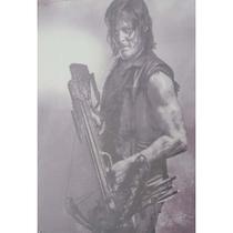 Quadro de Madeira Pequeno (30cmX20cm) The Walking Dead/Daryl/Personagem/Série/Preto e Branco