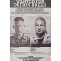 Quadro de Madeira Pequeno (30cmX20cm) Wanted for Prison Break/Michael Scofield/Lincoln Burrows/Série/Cartaz