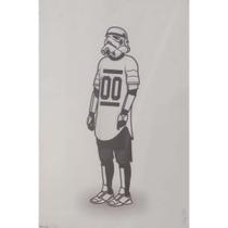 Quadro de Madeira Pequeno Mashup Storm Trooper/Uniforme Futebol Americano/Star Wars/Cinema/Ilustração/Preto e Branco