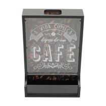 Quadro De Madeira Porta Capsulas Expresso Life Coffee Marrom 21 x 10 x32cm
