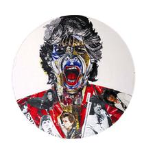 Quadro de Madeira Redondo Médio Bon Jovi/Recortes 30cm diâmetro