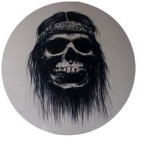 Quadro de Madeira Redondo Médio Caveira/Hippie 30cm diâmetro Quadro de Madeira Redondo Médio Caveira/Hippie 30cm diâmetro