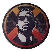 Quadro de Madeira Redondo Médio Malcolm X/Ícone 30cm diâmetro