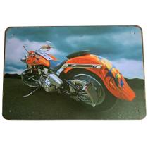 Quadro de Metal Chopper Harley Laranja/Motorcycle