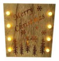 Quadro De Natal Com 20 Leds Em Madeira - Master Christmas Quadro De Natal Com 20 Leds Em Madeira - Master Christmas