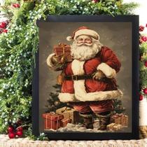 Quadro De Natal Papai Noel Vintage 24X18Cm - Com Vidro