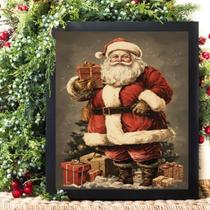 Quadro De Natal Papai Noel Vintage 24x18cm Quadro De Natal Papai Noel Vintage 24x18cm