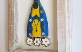Quadro de Nossa Senhora Aparecida em Madeira 15 x 20 cm