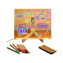 Quadro De Notas LED Colorido Com 7 Canetas, Quadro De Mensagens Em Acrílico Para Presente De