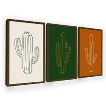 Quadro De Parede Cactos Tendência Com Moldura Grande